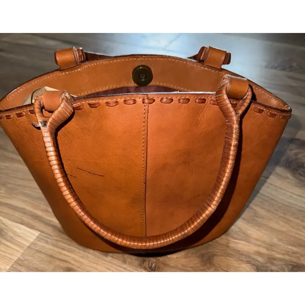 FOSSIL vintage bamboo leather bag